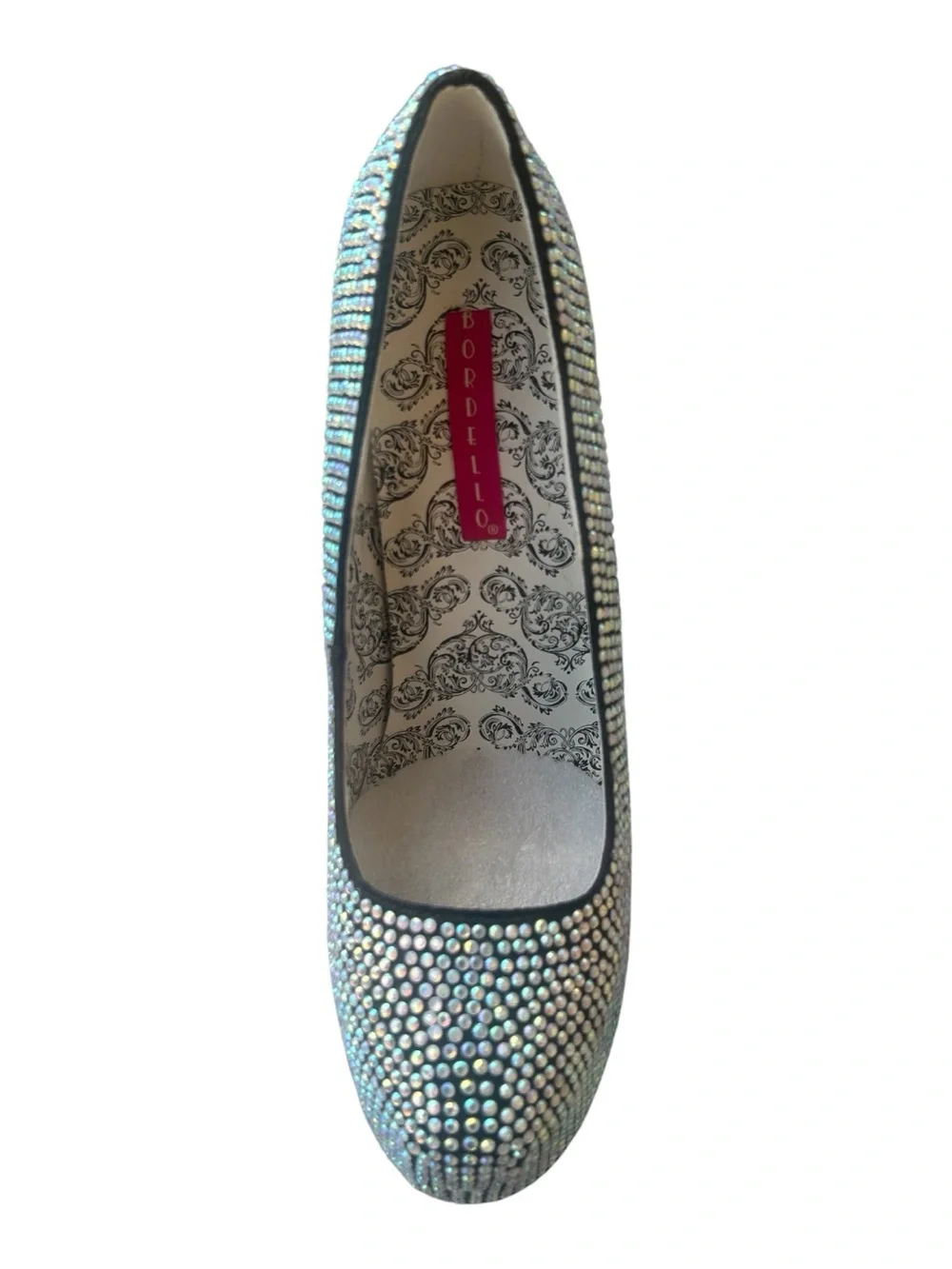 Bordello Teeze-06R Iridescent Rhinestone Platform High Heels Size 6 NIB